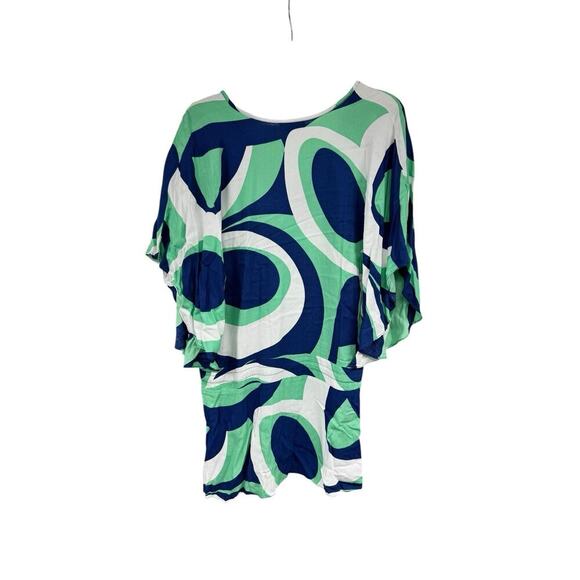 Escapada Beach Blue Green Abstract Pattern Swim Coverup Coastal Vacation M - Picture 5 of 7